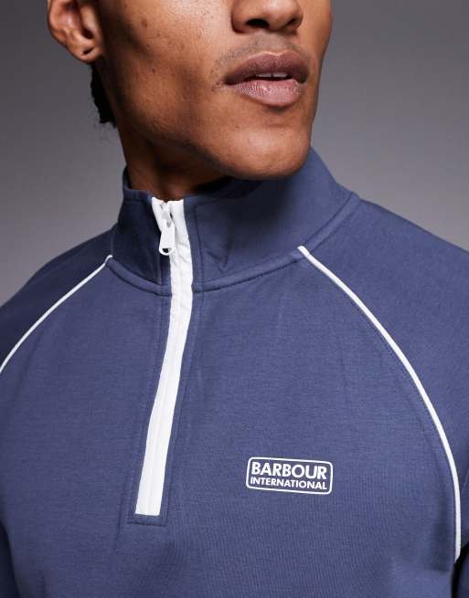 Barbour International - Markford - Marineblå sweatshirt med halv lynlås og logo, 4 af 5
