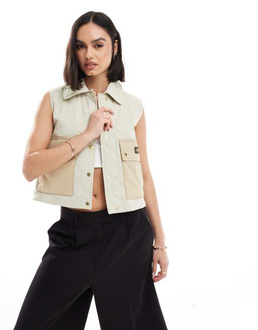 Barbour International Mcrae light quilted vest in ecru