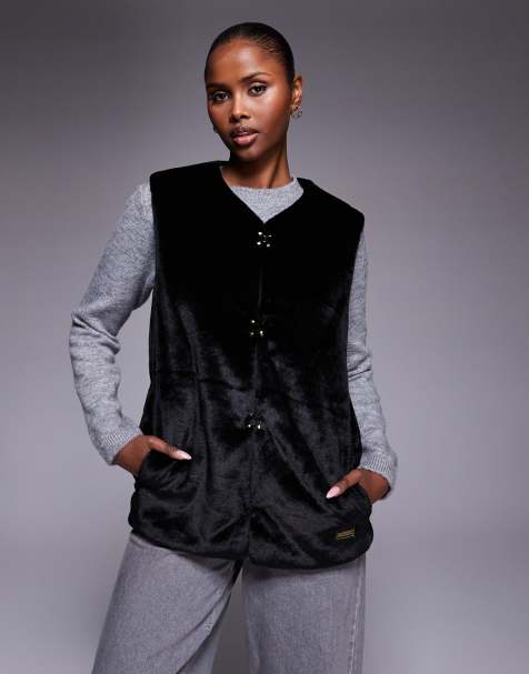 Barbour International Mialn faux-fur vest in black - view 1