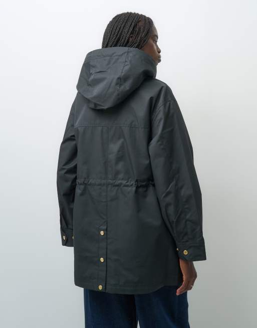 Barbour International Molina giacca lunga con cappuccio impermeabile nera, 3 di 4