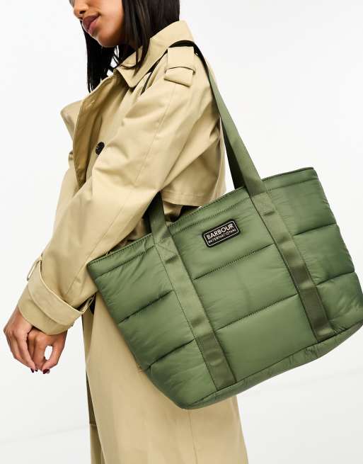 Barbour International Monaco quilted tote bag in khaki