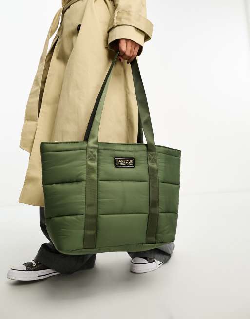 Barbour tote bag sales Green