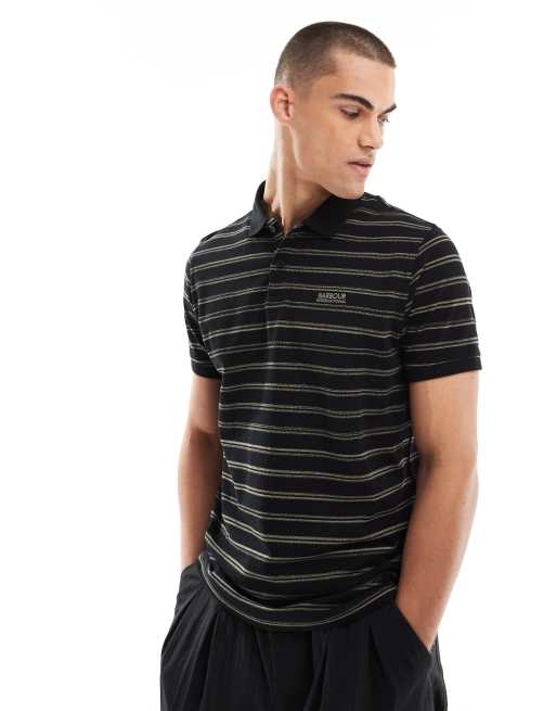 Barbour International – Montague Mouline – Polohemd in gestreiftem Schwarz