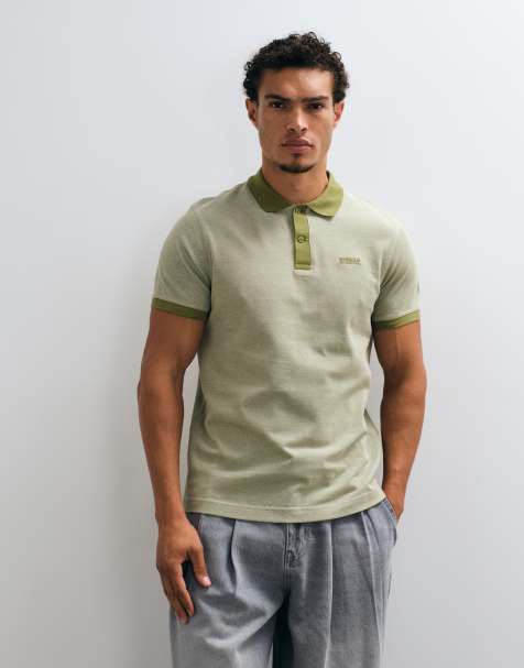 Barbour International Morley Oxford short sleeve polo shirt in green - view 1