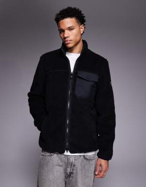Barbour International mossdale fleece jacket in black