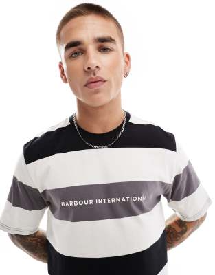 Barbour International Barbour International motor hoop t-shirt in multi-White