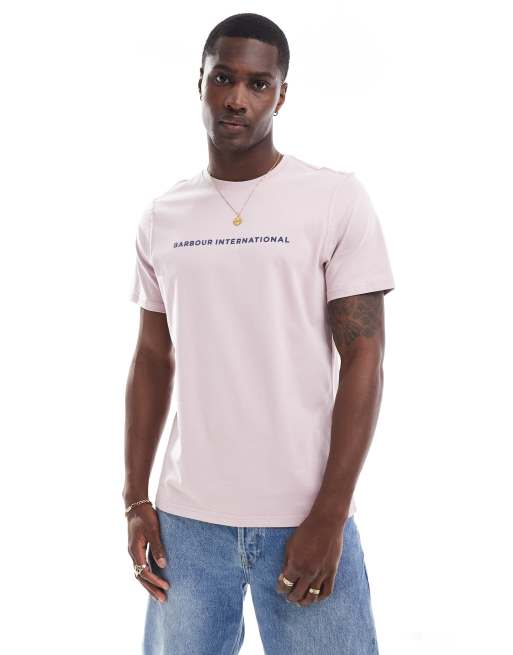 Barbour International - Motored - T-shirt met logo in lichtroze