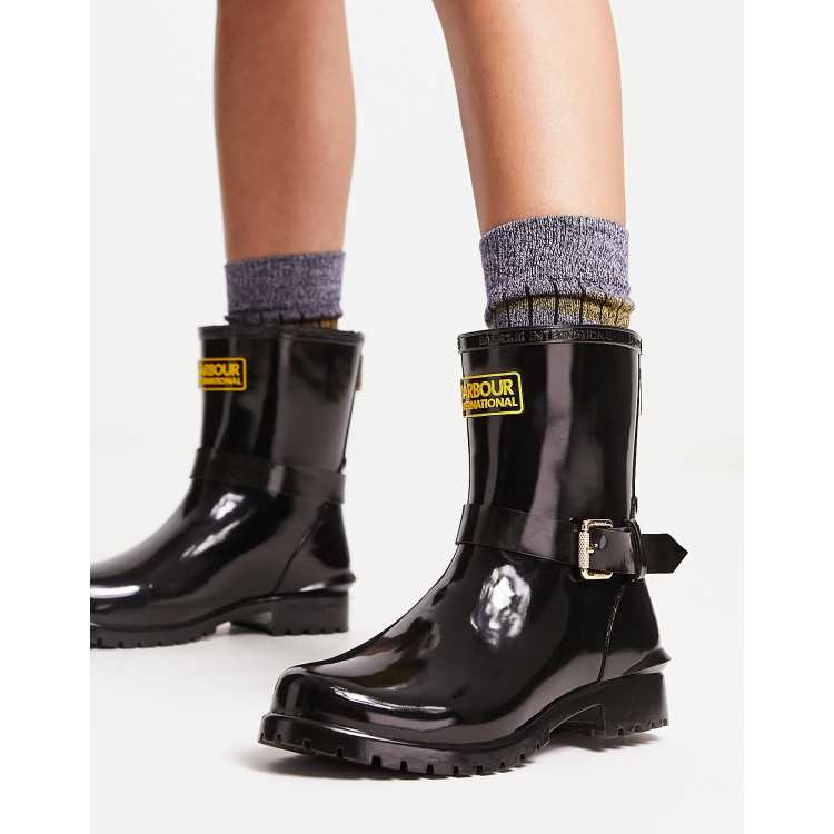 Shiny biker boots sale