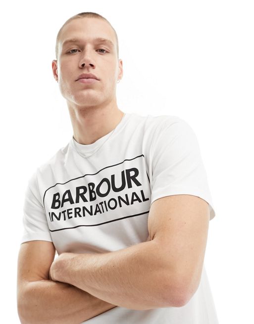 Barbour International - Musthave T-shirt met groot logo in wit