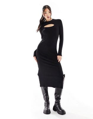 Barbour International Nebula scoop neck long sleeve midi dress in black - ASOS Price Checker