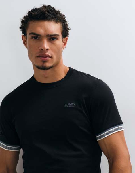 Barbour International Newport short sleeve tipped logo t-shirt in black - view 1