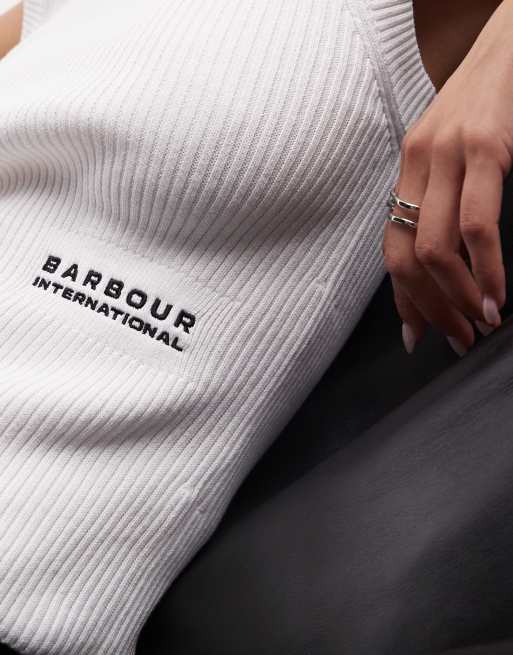 Barbour International – Nova – Strick-Trägertop in Weiß mit Logo, 2 von 4