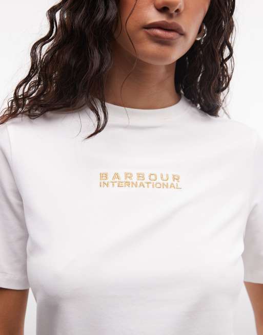 Barbour International – Nova – Vit t-shirt med korta ärmar och logga, 3 av 4