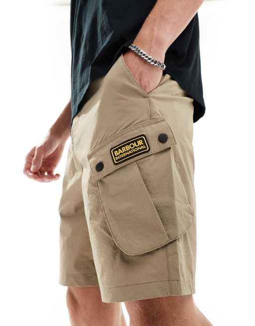 Barbour International nylon shorts in stone