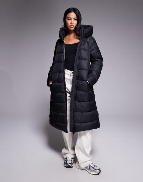 Barbour International Olivio longline oversized puffer jacket in black 