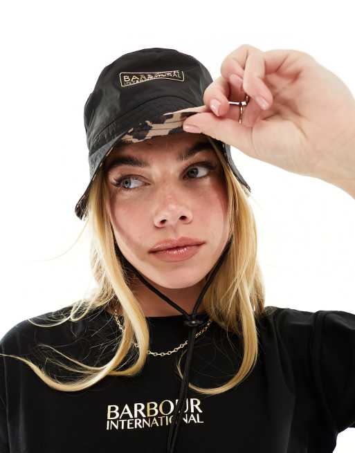 Barbour International - Omkeerbare bucket hat in groen/luipaardprint, 2 van 4