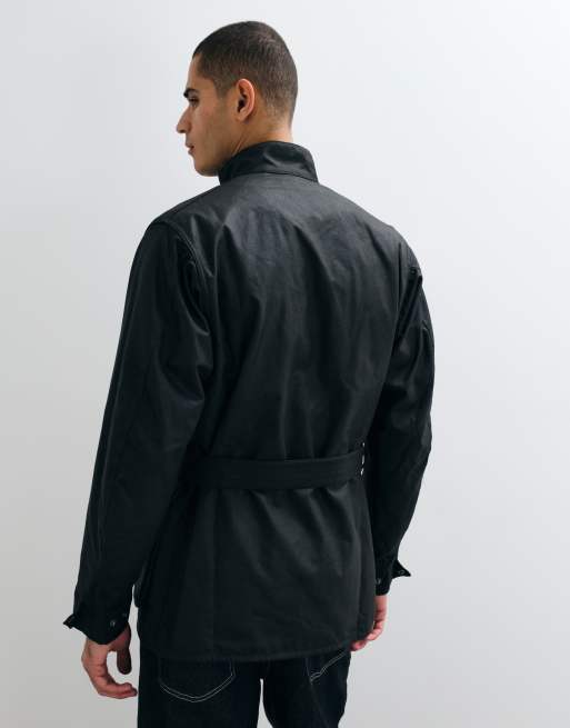 Barbour International Original belted wax jacket in black, 4 of 5