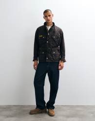 Barbour International Original belted wax jacket in burgundy