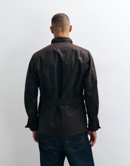 Barbour International Original belted wax jacket in burgundy, 4 of 5