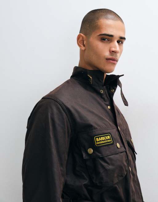 Barbour International Original voksbehandlet jakke med bælte i bordeaux, 3 af 5