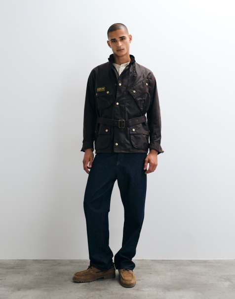 Barbour International Original waxjas met ceintuur in bordeauxrood - view 1