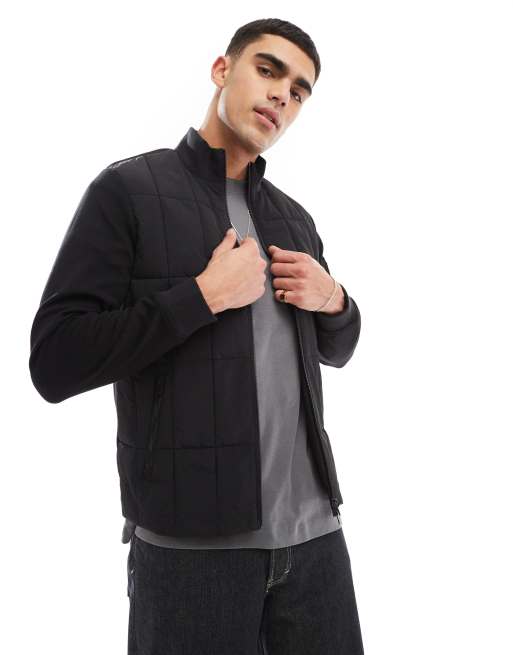 Barbour International – Otto – Czarna pikowana bluza dresowa zapinana na zamek