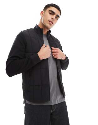 Barbour International – Otto – Sweatshirt in Schwarz mit Reißverschluss und Baffle-Steppung - view 1