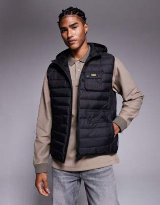 Barbour International - Ouston - Gilet sans manches matelassé à capuche - Noir