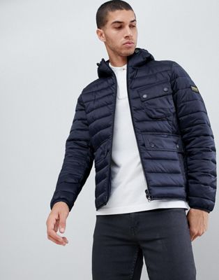 mens barbour ouston hooded quilted jacket