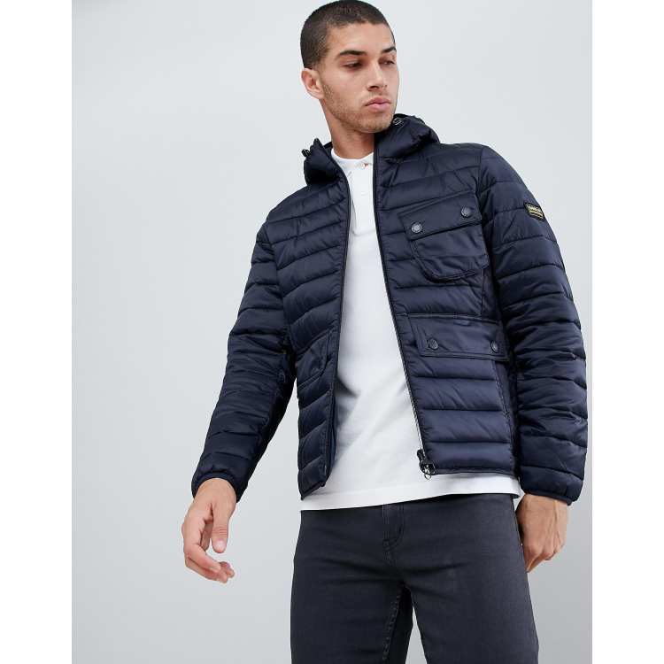 Barbour isobath quilted hot sale hooded jacket navy