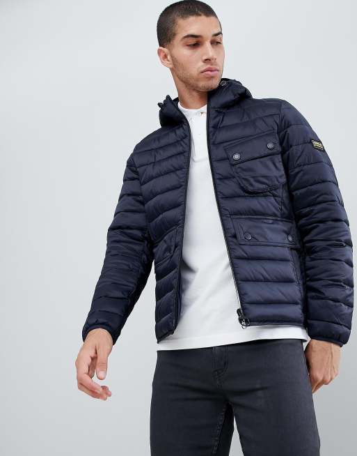 Barbour ouston hooded hot sale quilted jacket navy