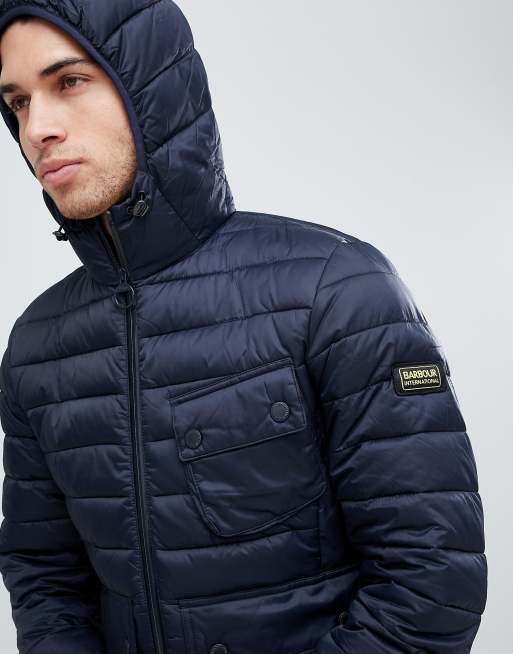 Barbour ouston hooded store quilted jacket navy