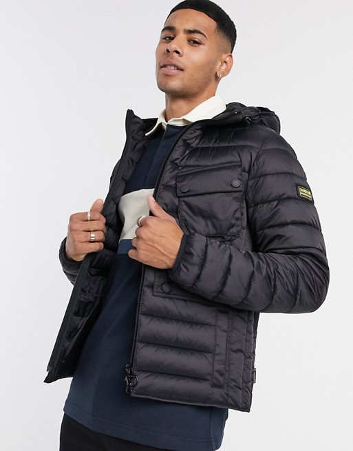 Barbour International Ouston hooded quilted jacket in black