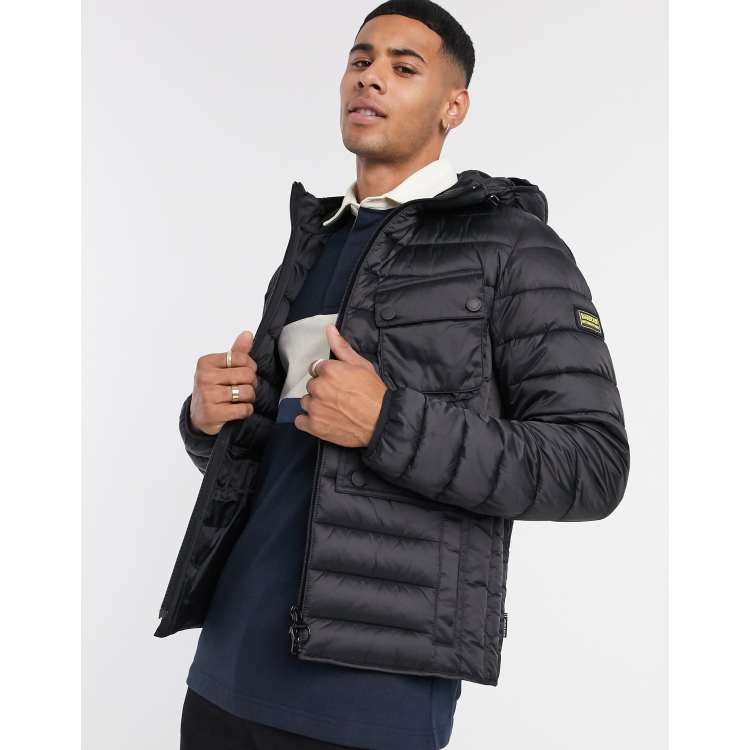 Barbour ouston hooded hot sale quilted jacket navy