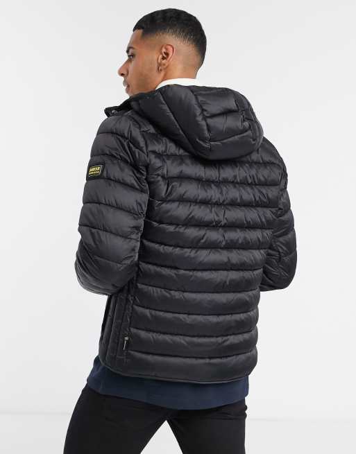 Barbour International Ouston hooded quilted jacket in black, 2 of 4