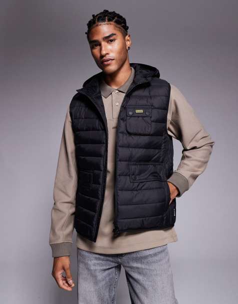 Barbour international Ouston padded gilet with hood in black  - view 1