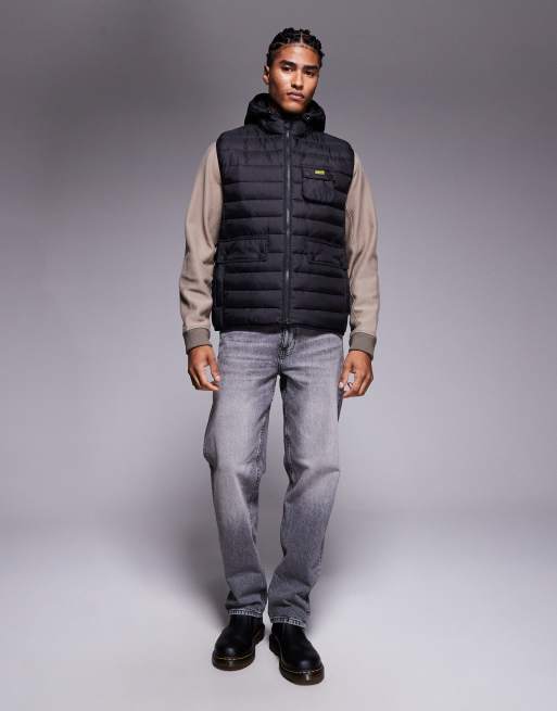 Barbour international Ouston padded gilet with hood in black , 2 of 5