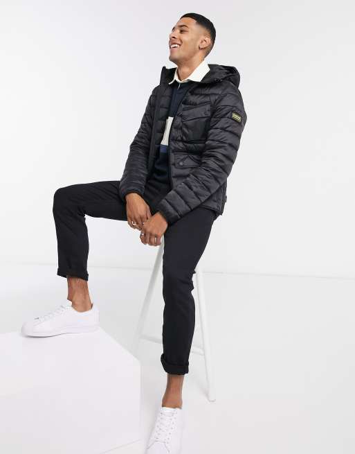 Barbour International - Ouston - Sort vatteret jakke med hætte, 4 af 4