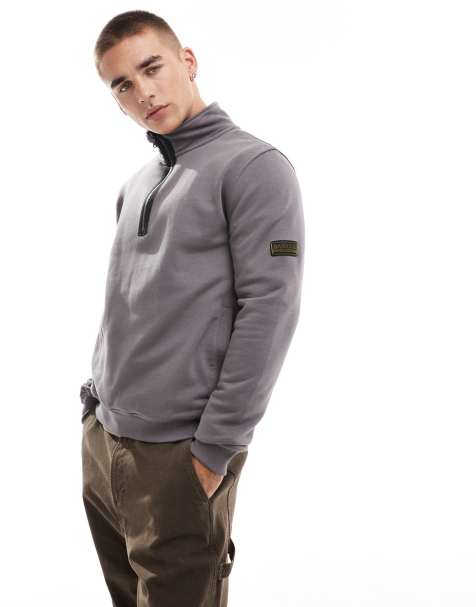 Barbour International outline funnel neck sweat in plum grey - view 1