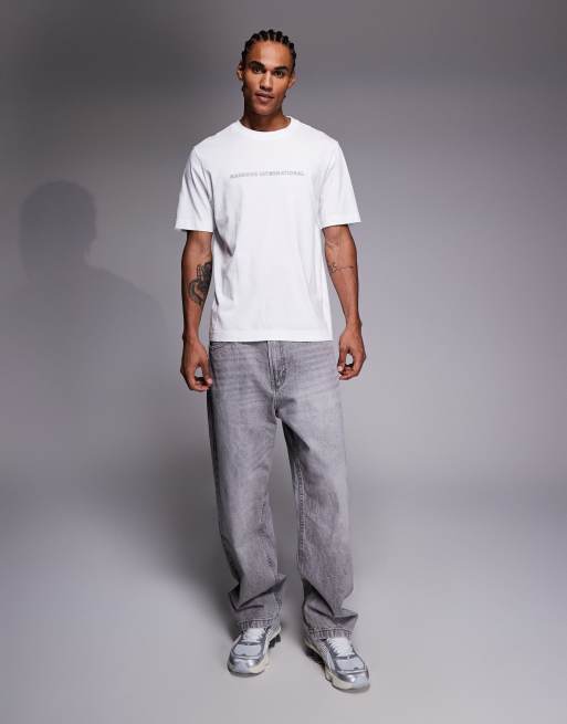 Barbour International Outline logo t-shirt in white, 2 of 5