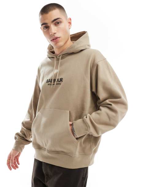 Barbour International - Oversized hoodie met kaartprint in 'timberwolf' - view 1