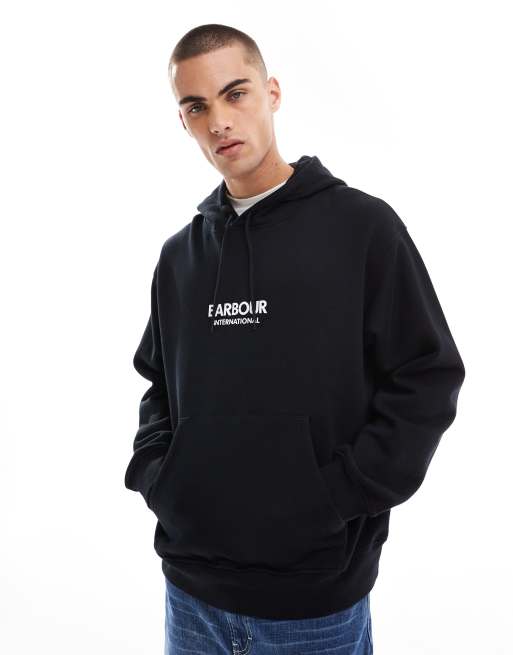 Barbour International - Oversized hoodie met print in zwart, 2 van 4