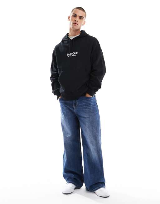 Barbour International - Oversized hoodie met print in zwart, 3 van 4