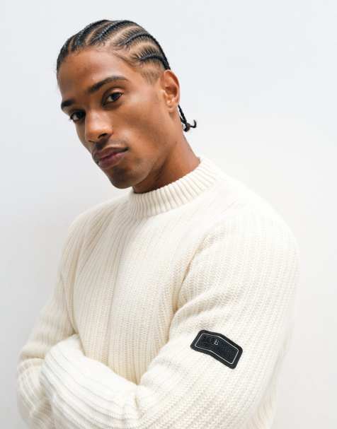Barbour International Oxham wool blend knitted crew jumper in white - view 1