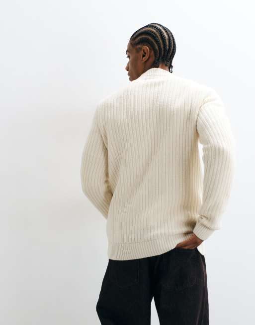 Barbour International Oxham wool blend knitted crew jumper in white, 5 of 9