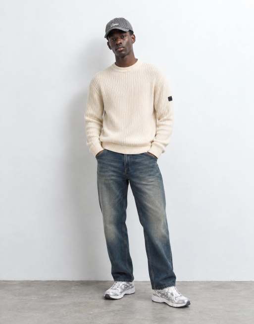 Barbour International Oxham wool blend knitted crew jumper in white, 9 of 9