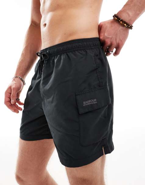 Barbour International - Pantaloncini da bagno neri con tasche - view 1