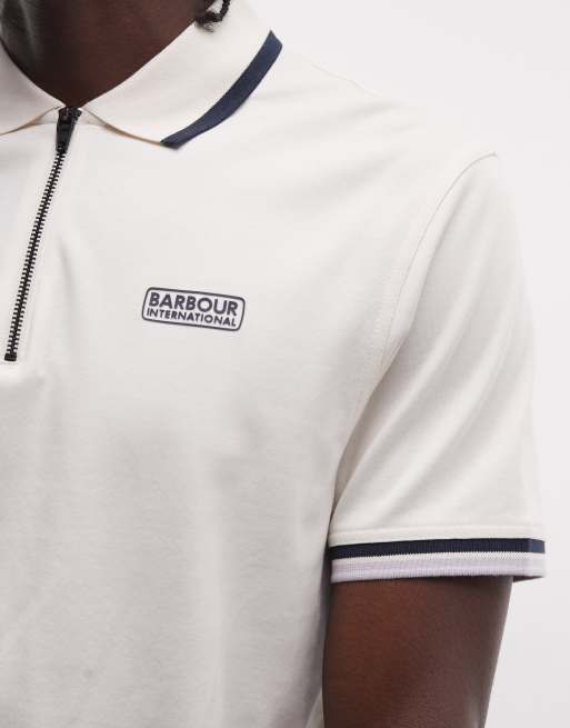 Barbour International - Panter - Interlock polo met korte mouwen, rits en logo in wit, 4 van 5