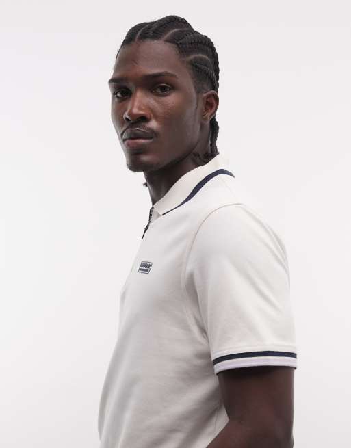 Barbour International - Panter - Interlock polo met korte mouwen, rits en logo in wit, 5 van 5
