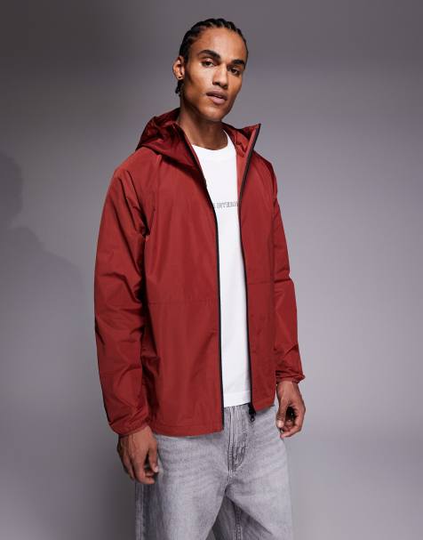 Barbour International – Peckett – Ciemnoczerwona kurtka przeciwdeszczowa z kapturem i logo - view 1